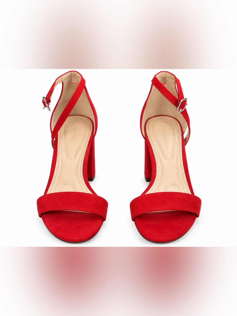 Kelly & Katie Red Suede Heeled Sandals - W Size 10